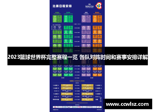 2023篮球世界杯完整赛程一览 各队对阵时间和赛事安排详解